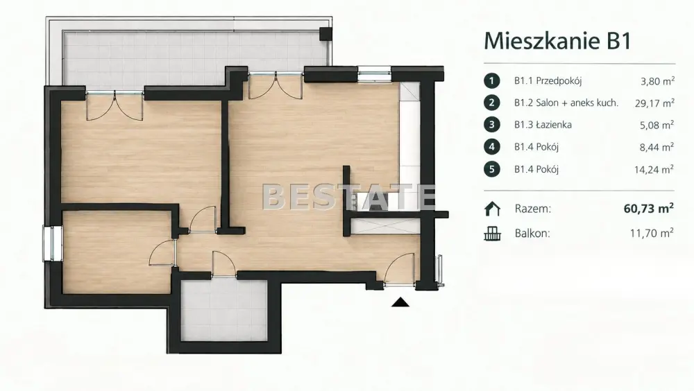 Mieszkanie 3-pokojowe 61 m², Tarnów — zdjęcie 9, Mieszkanie na sprzedaż, Gumniska-Zabłocie, Tarnów