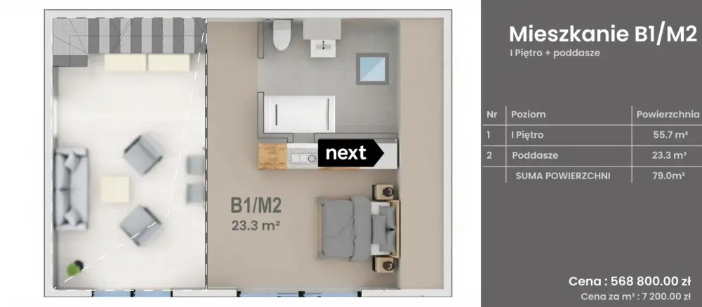 MIESZKANIE DWUPOZIOMOWE 79 m² — zdjęcie 5, Mieszkanie na sprzedaż, Cały Tarnów