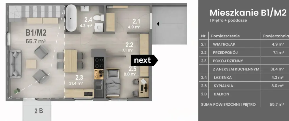 MIESZKANIE DWUPOZIOMOWE 79 m² — zdjęcie 4, Mieszkanie na sprzedaż, Cały Tarnów