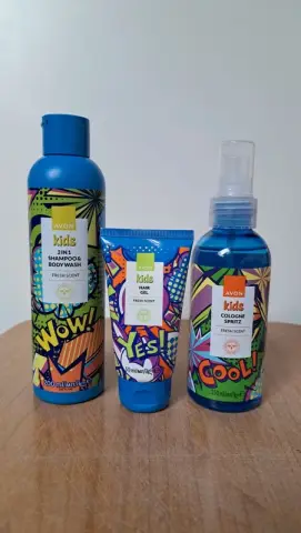 Zestaw Avon Kids woda zapachowa, żel do włosów, szampon i żel pod prysznic dla chłopca — Mościce