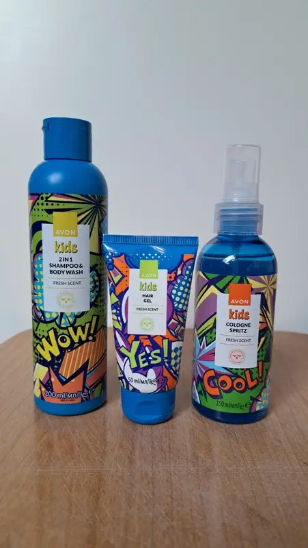 Zestaw Avon Kids woda zapachowa, żel do włosów, szampon i żel pod prysznic dla chłopca — Dziecięce, Mościce, Tarnów